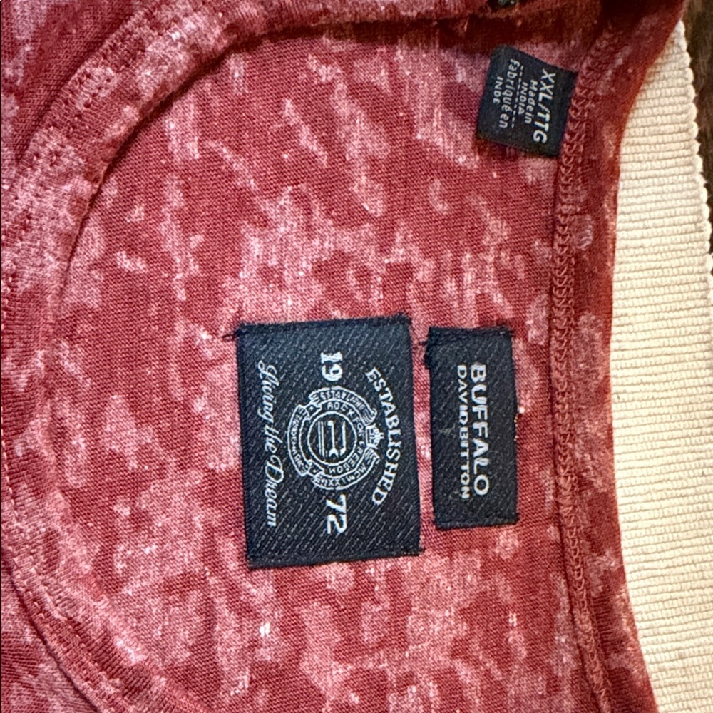 Buffalo David Bitton Brick Red Textured Tee - Picture 5 of 5